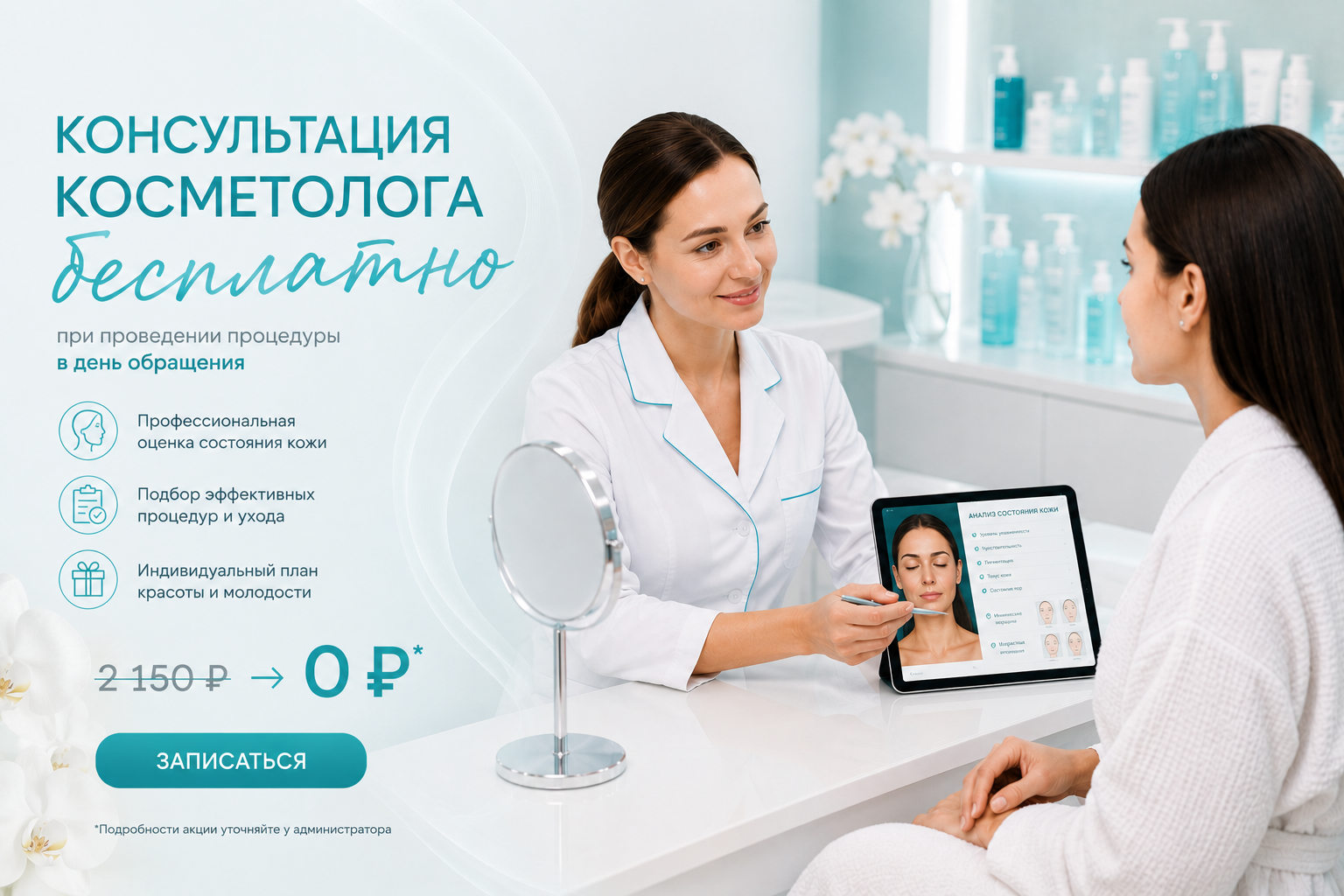 Консультация врача-косметолога - бесплатно при проведении процедуры